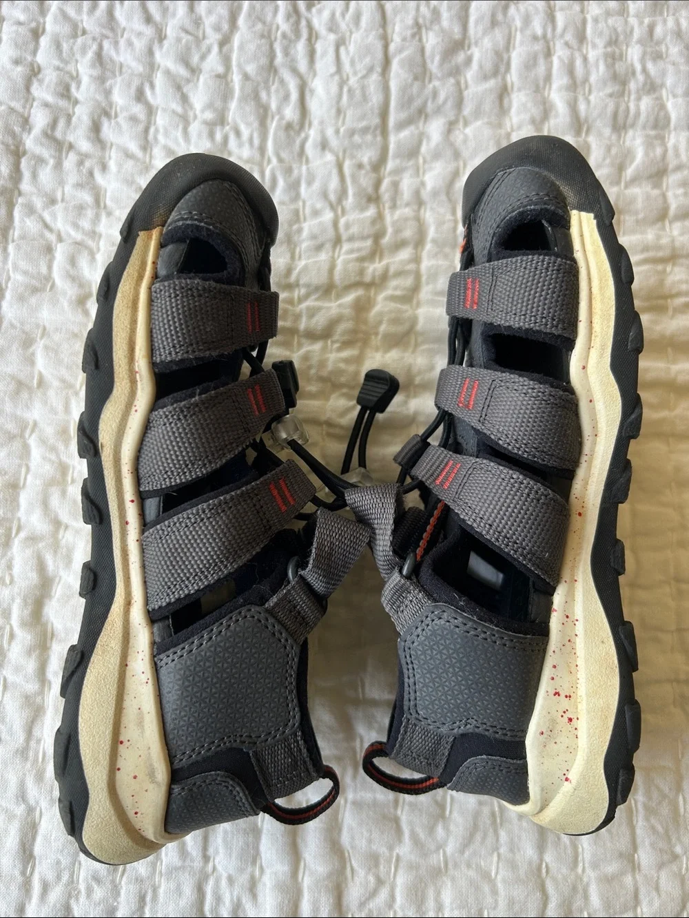 Keen Boys Grey Closed-Toe Strappy Sandals with orange Accents